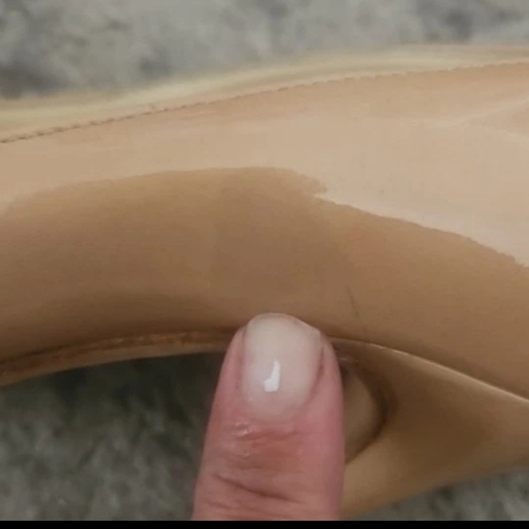 Jimmy Choo Womens Nude Patent Leather Luna Peep Toe Platform Pumps 37.5 - Picture 15 of 15